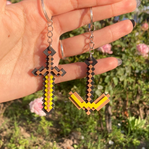 Llavero de Picota de Madera de Minecraft